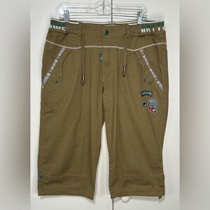 A’T’S bonwe Women 38 Brown Khaki Stretch Waist Drawstring Hiking Outdoor Capris